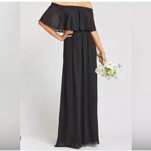 Show Me Your MuMu Black Chiffon Hacienda Maxi Dress Women's Size S
